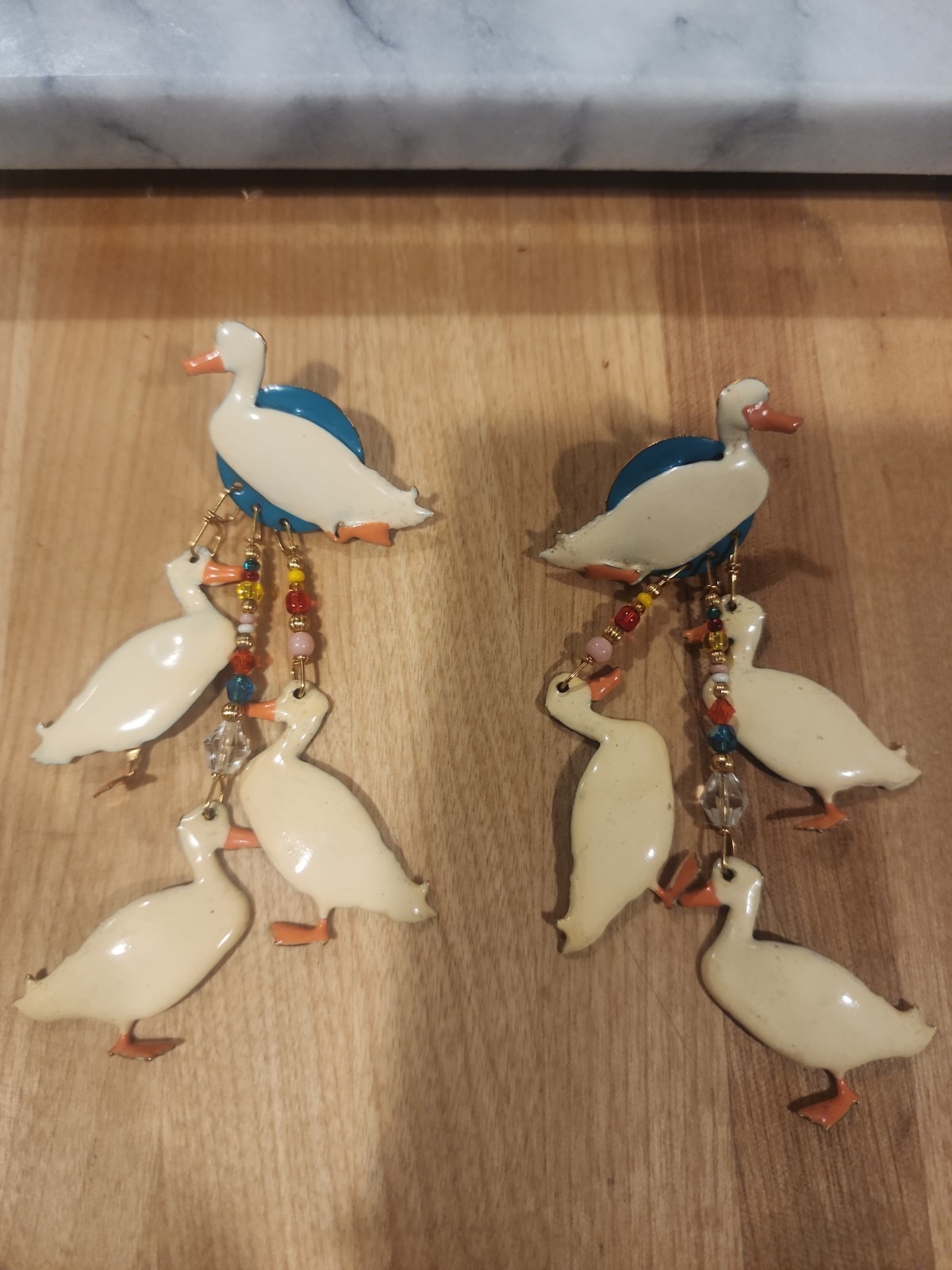 Vintage Hand Signed Lunch At The Ritz Ducks Pierced Ears