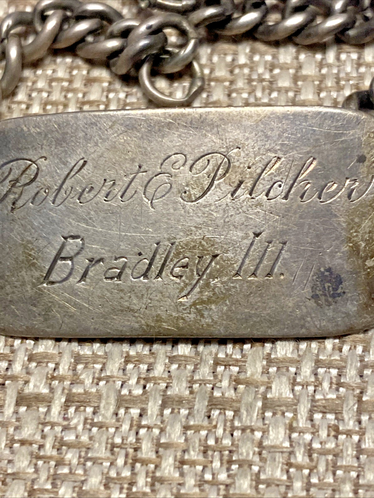 VINTAGE STERLING SILVER ID BRACELET ROBERT E PILCHER BRADLEY III 15 GRAMS