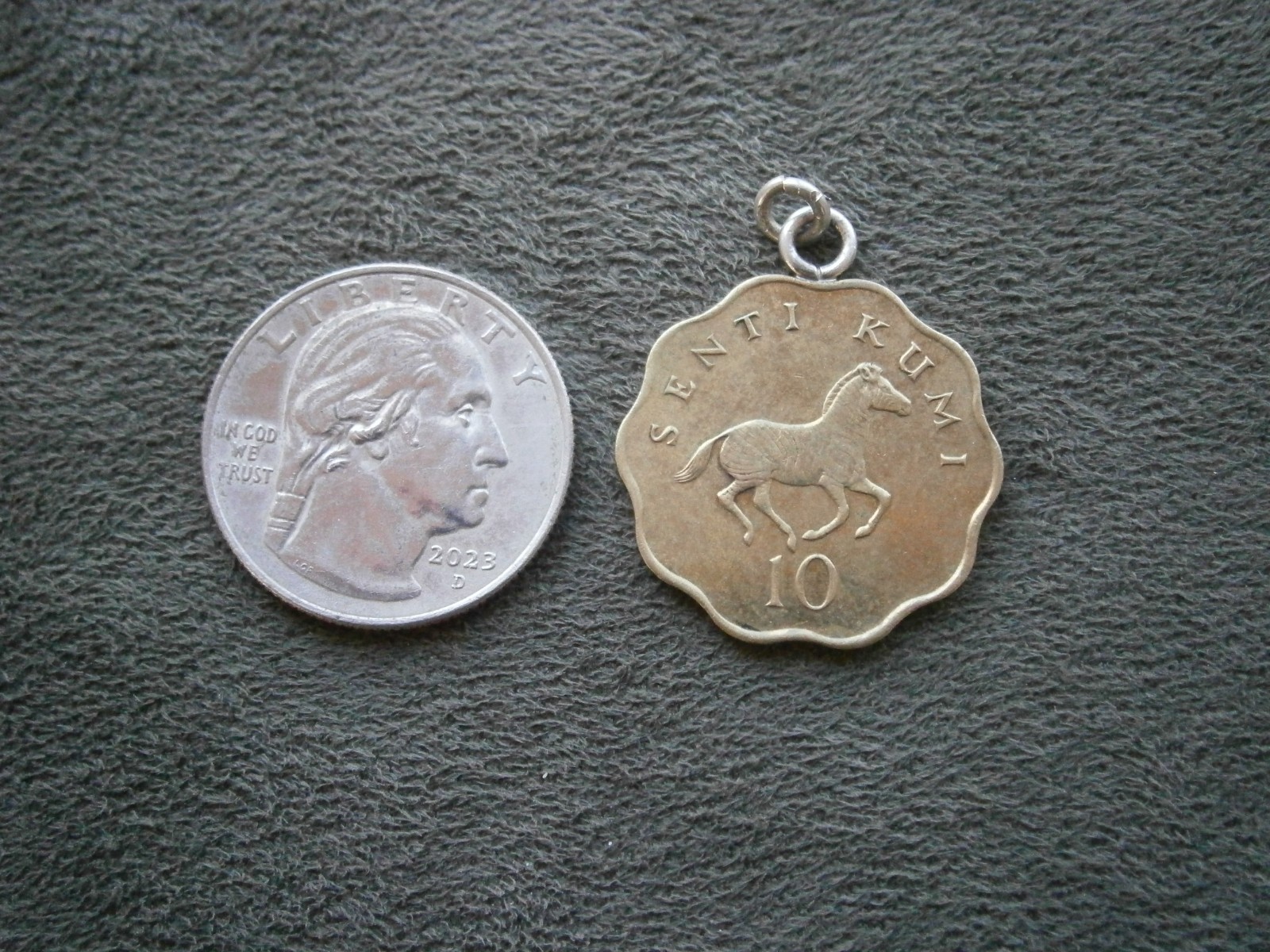 Tanzania 10 Senti Julius Nyerere Zebra Vintage Coin Charm Pendant ~ 1984 ~ 5.2g