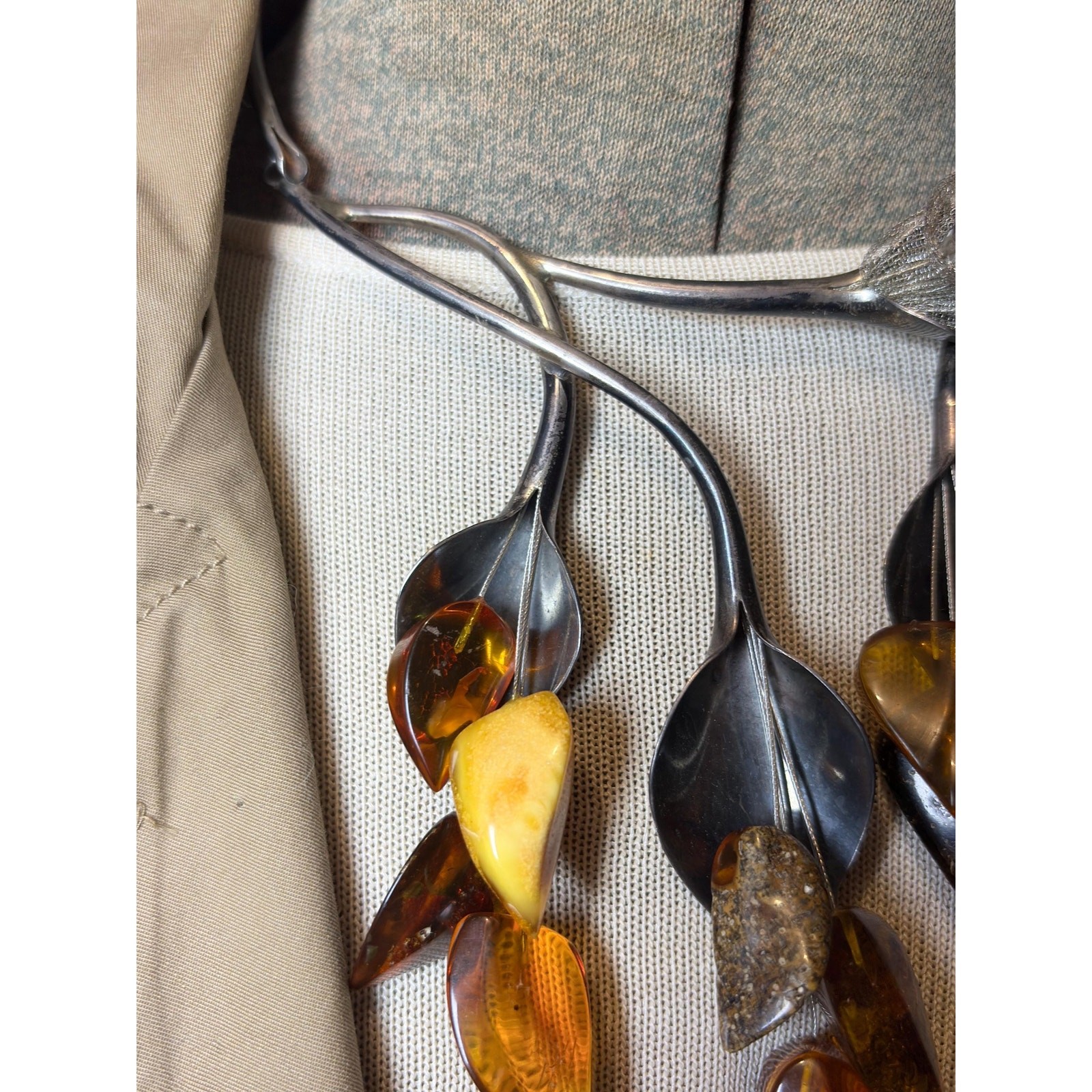 OOAK Egg Yolk / Butterscotch Baltic Amber Sterling Torque Collar Necklace