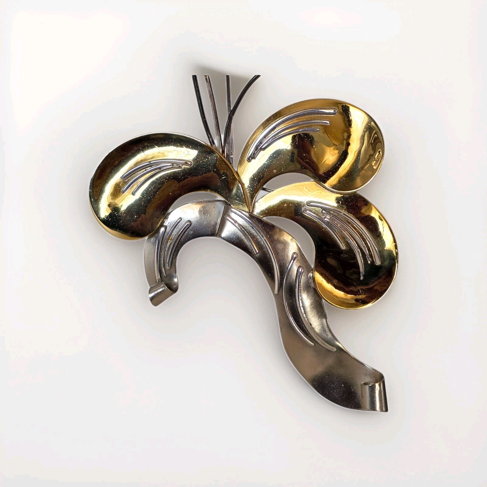 VINTAGE RUTH ROSENFELD MIXED METALS MODERNIST BROOCH