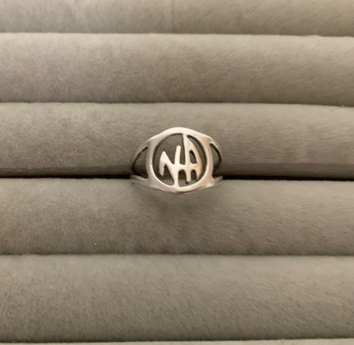 Vintage Sterling Initials N-A Letters Band Ring 3.5 Size