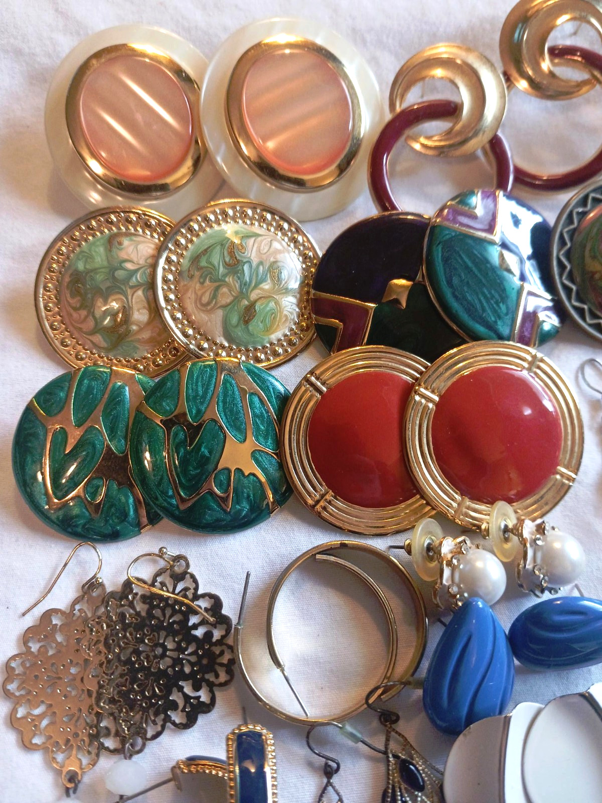 Vintage/Now Junk Drawer Earring Lot 3 – 50 Pairs Mixed Materials All Wearable
