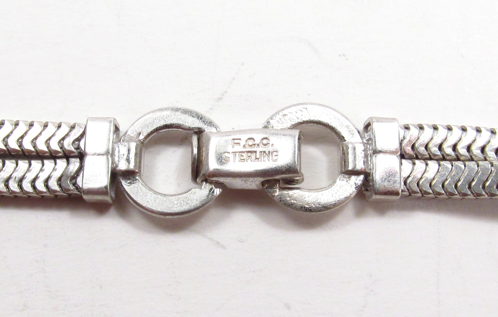 Vintage Forstner USA Sterling Silver Square Snake Chain Choker Necklace 15-3/4″