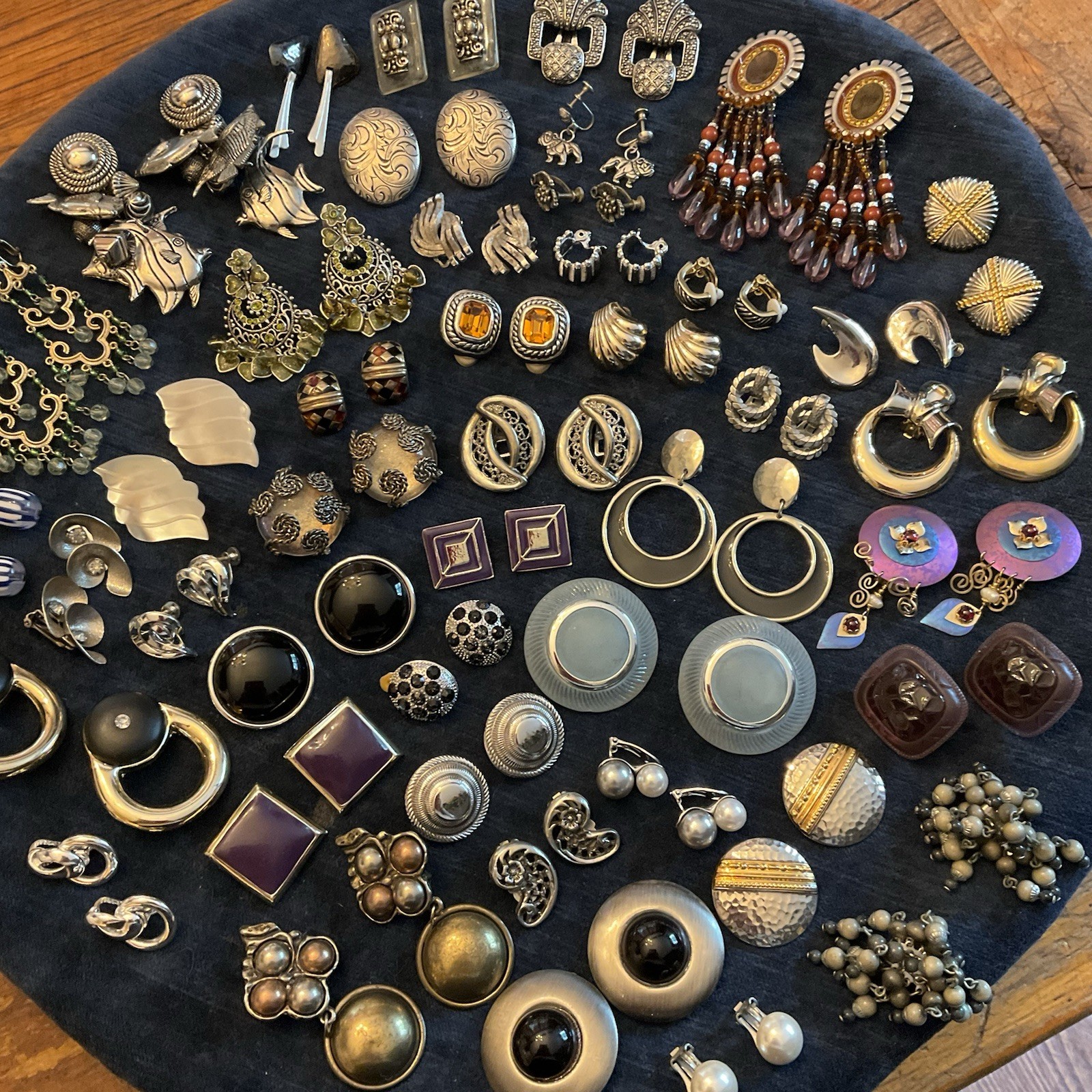 HUGE Lot Vintage Clip On Screw back Earrings TRIFARI Corolite Coro Marino Napier