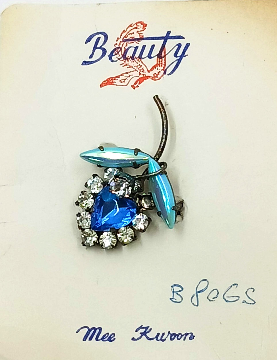 Vintage Beauty by Mee Kwoon Pin Brooch Lot Rhinestone Hand Crafted New Old Stock