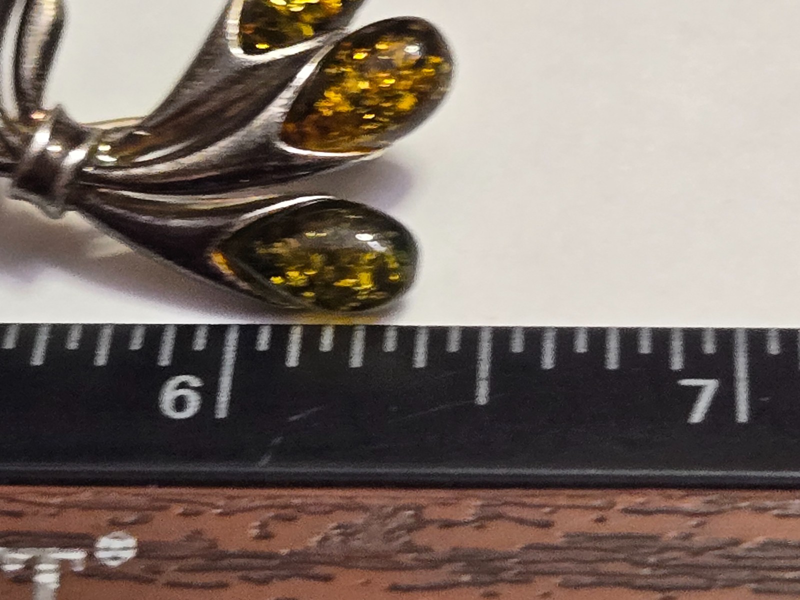 Vintage Signed Green Natural Amber Pin / Brooch, Sterling Silver, Latvia