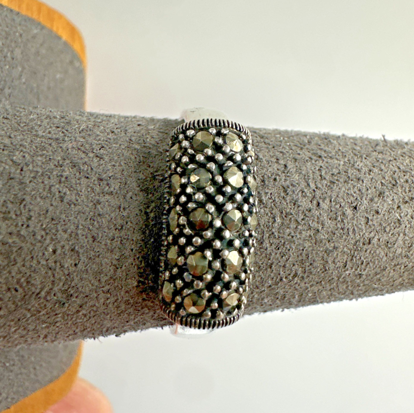 Vintage Sterling Silver Lot 3 Beautiful Marcasite Rings Sizes 5.75, 7.75 & 8