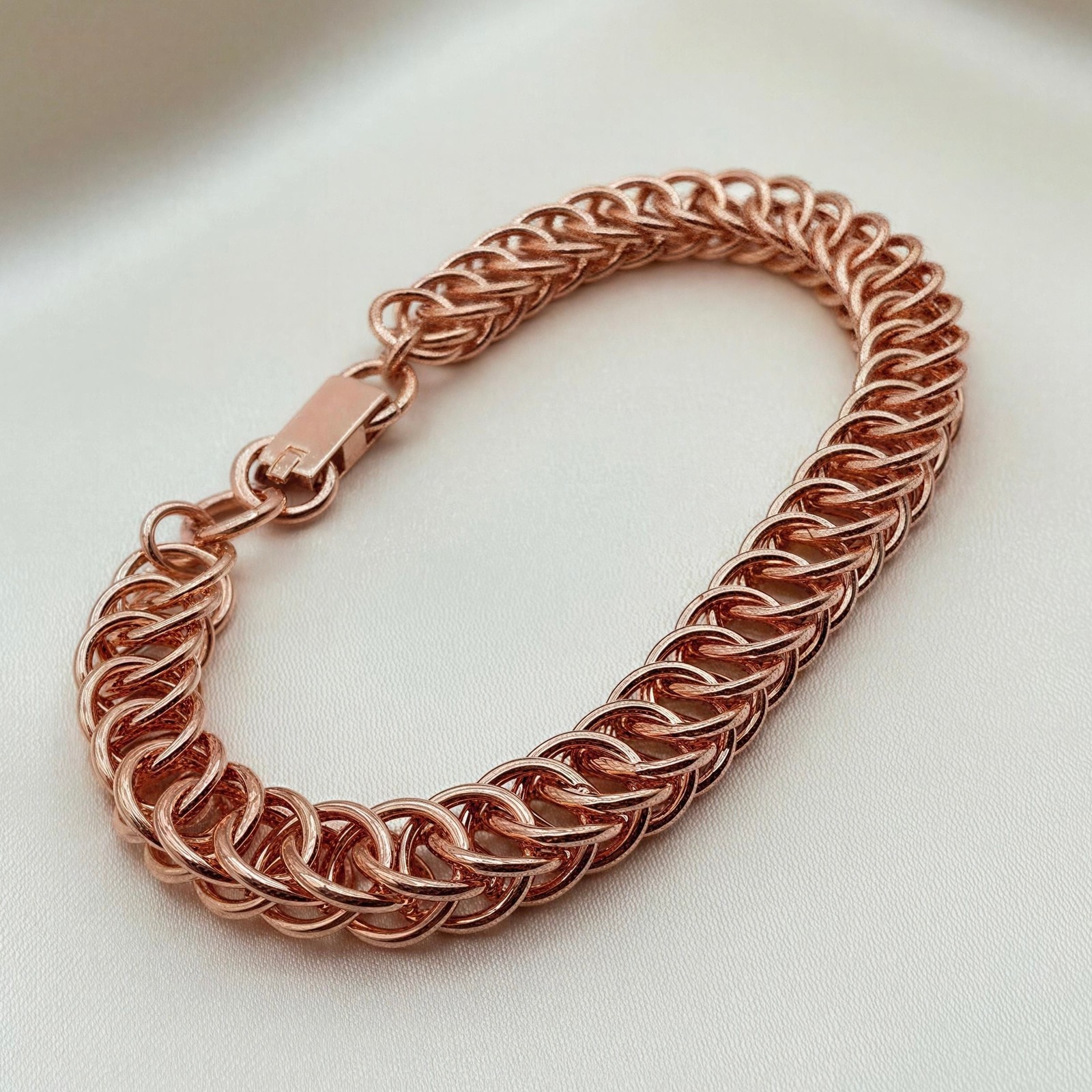 Solid Copper Bracelet • Persian 4-1 Chainmail • Handcrafted • Variety of Sizes
