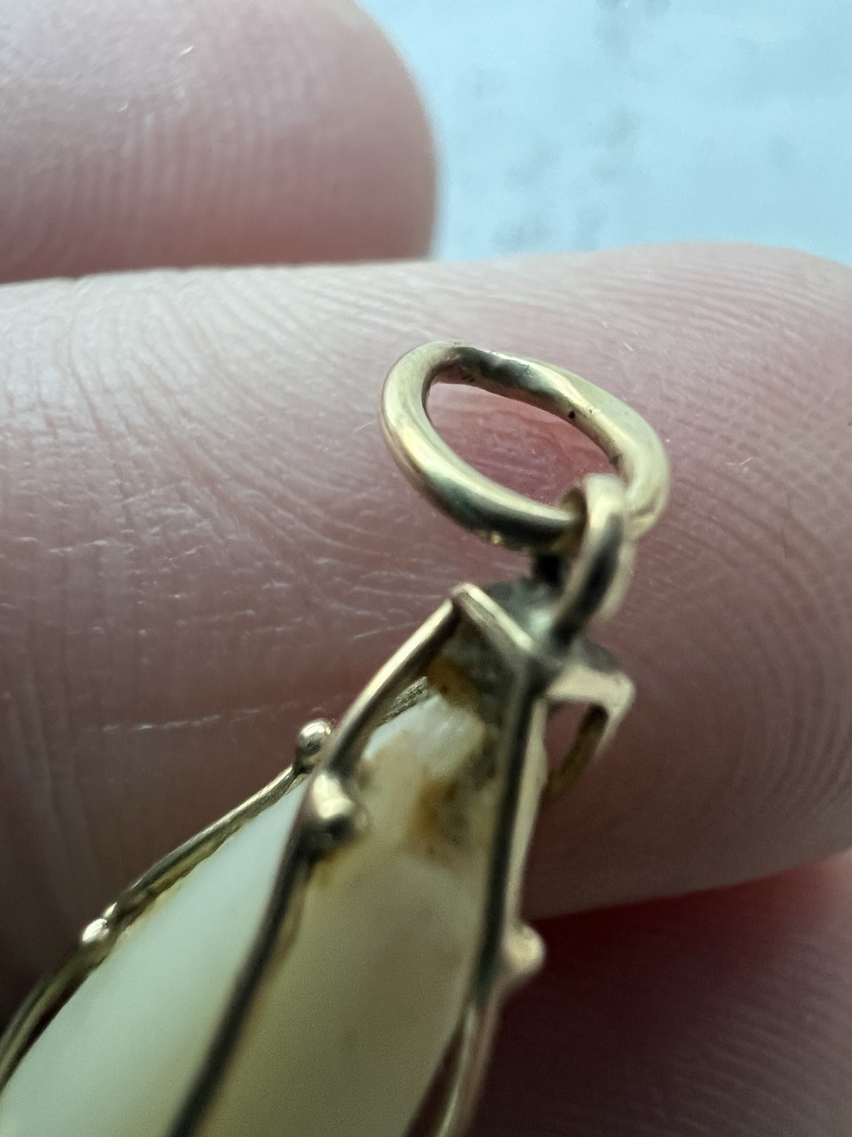 Vintage Design Carved White Coral Or Material Pendant 14k Bale For Scrap Or Wear
