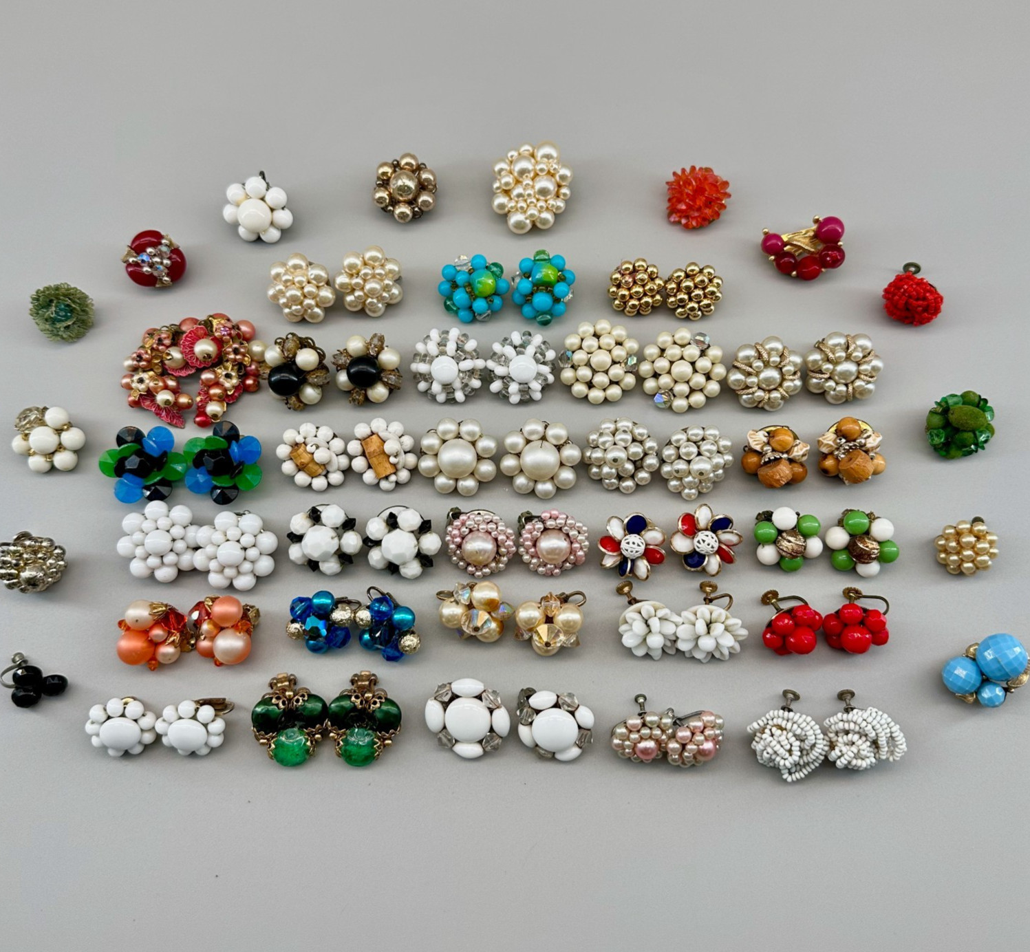 Vintage Cluster Clip On Earrings Lot Germany Hong Kong Japan 28 Pairs 14 Singles