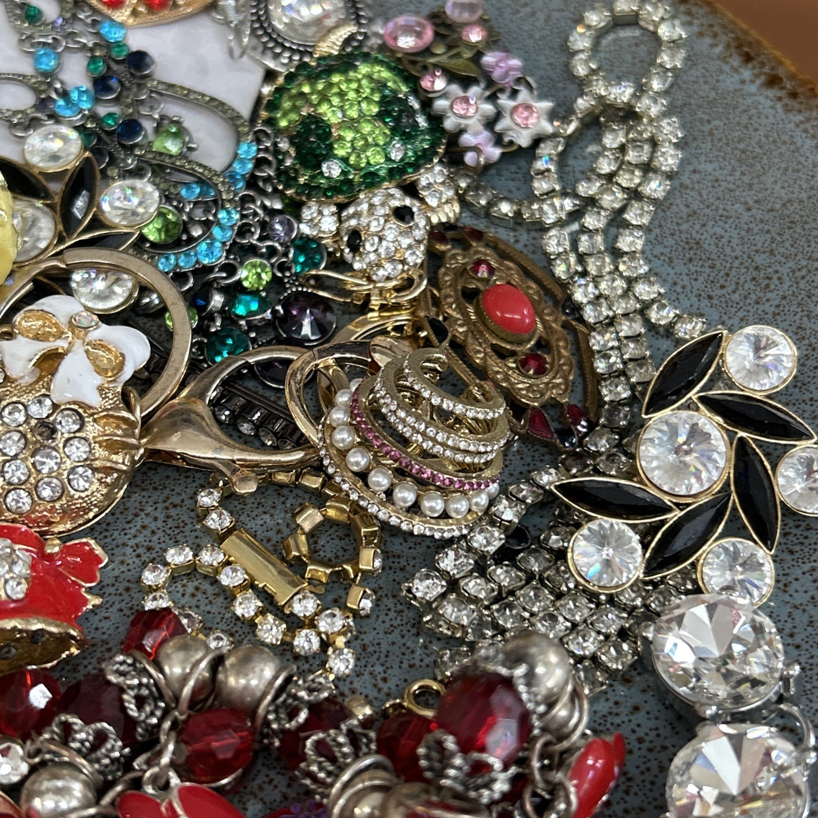 Junk Jewelry Crafting Lot Blingy Sparkling Rhinestones Junk Drawer 1lb