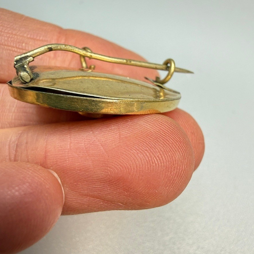 Antique Victorian Gold Filled Etched Oval Brooch Bale C Clasp READ