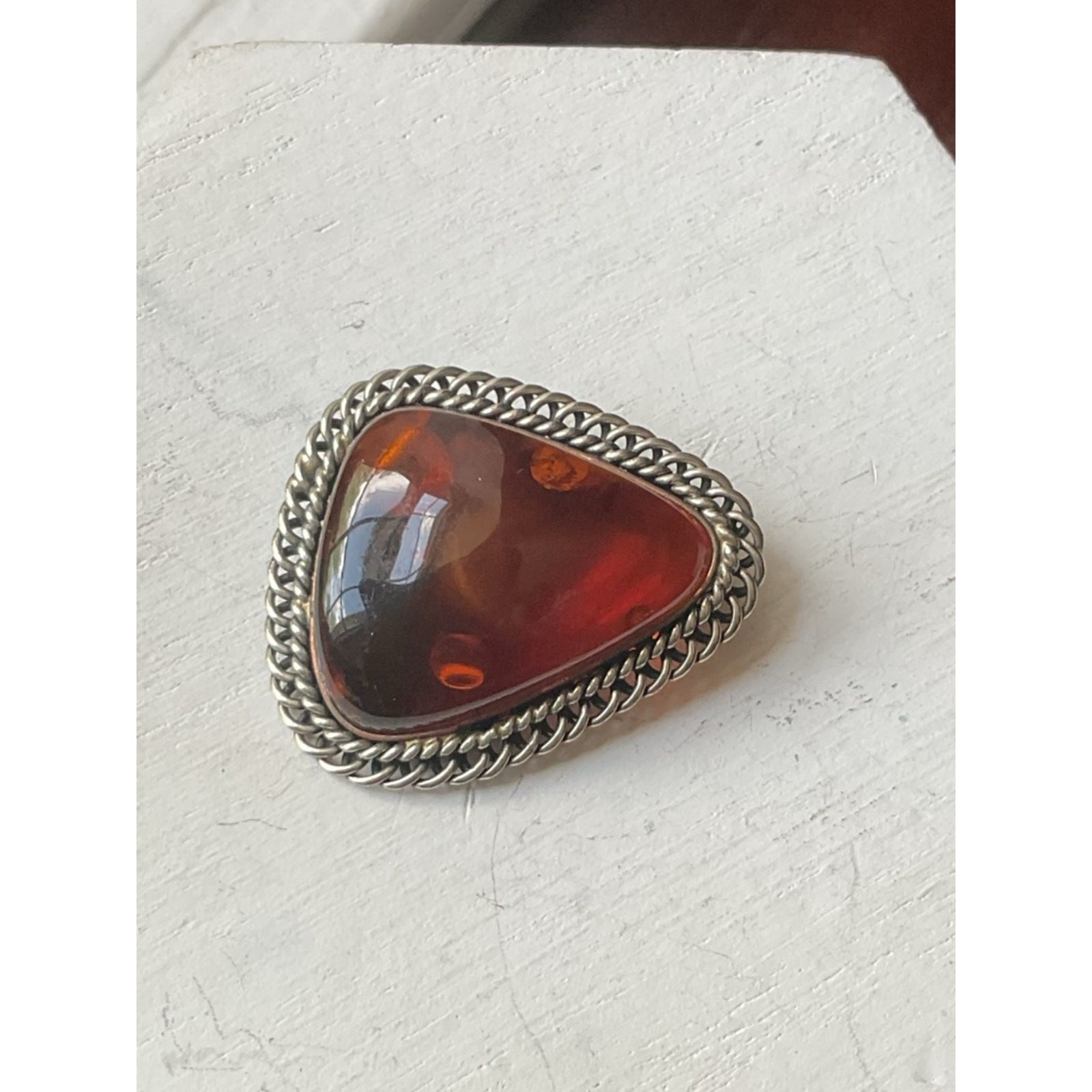 Vintage Baltic Amber Modernist Brooch Pin