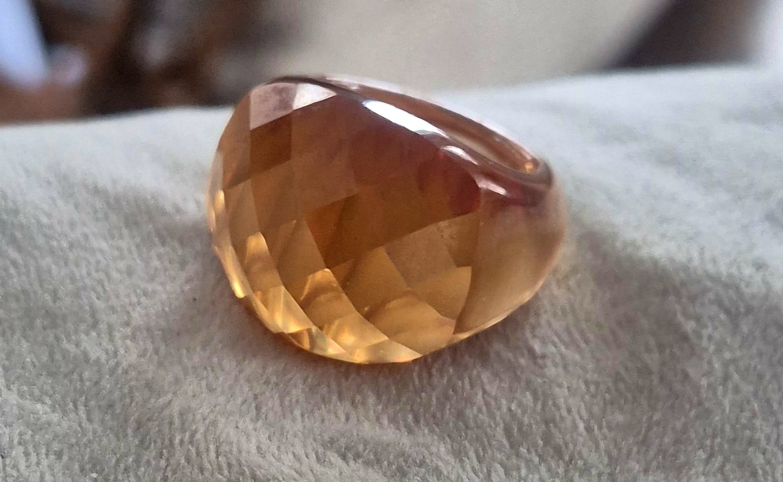Rare One Piece Natural Chunky Citrine Sz 8 Faceted Top No Metal