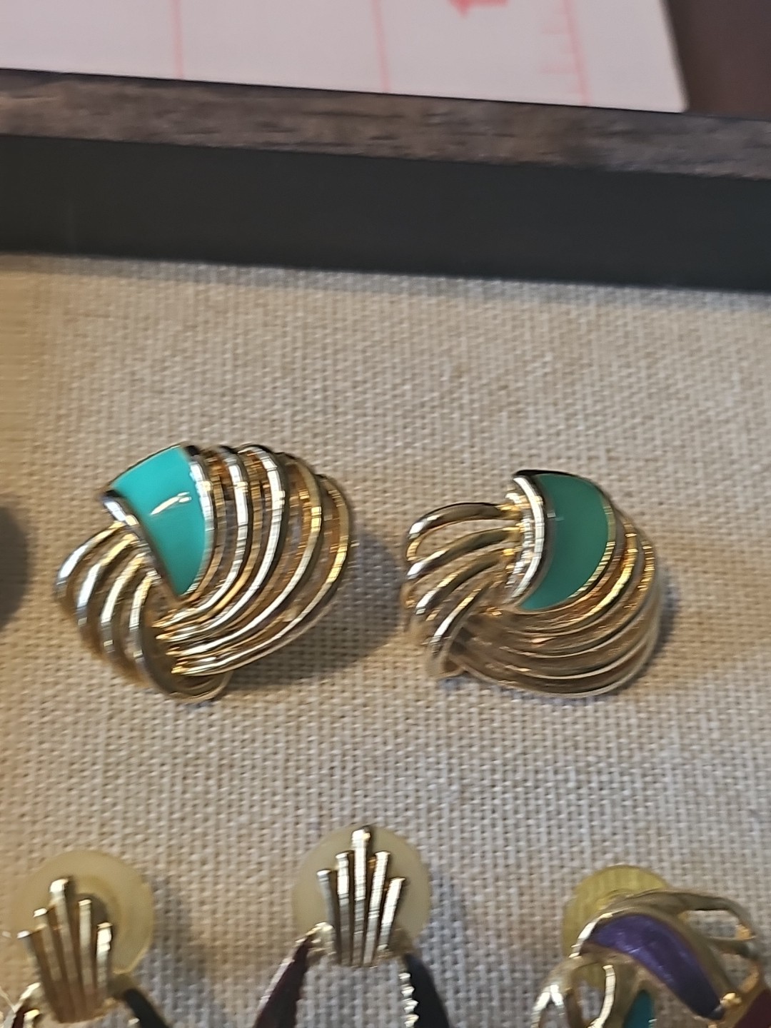 Retro Bright Enamel Post Earring 10 Pair Lot