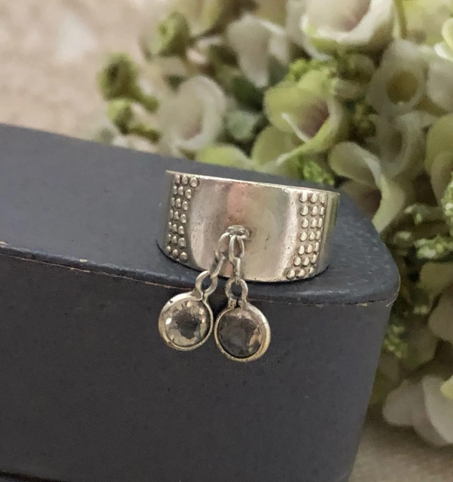 Rare Model Estate Vintage Ring Soviet Silver 875 Rock Crystal Size 6.5 USSR