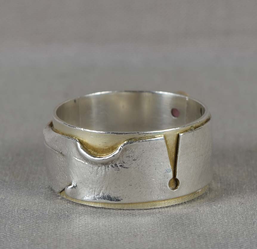 Vintage sterling silver RING pink garnet Size 8.25