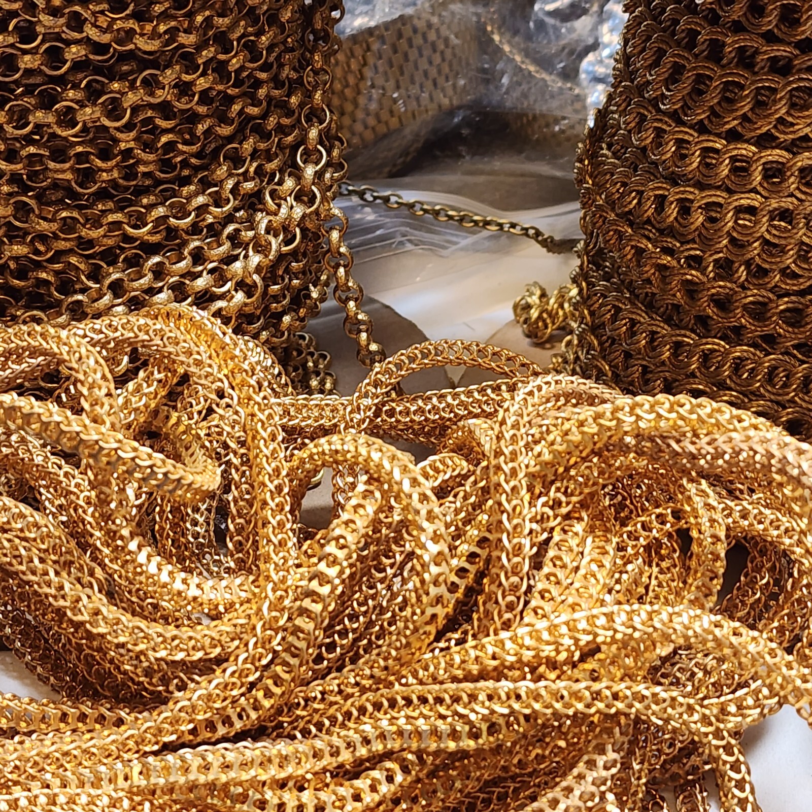 HUGE Brass Chain Lot Most Miriam Haskell & RARE Fancy Antique Art Deco U Choose