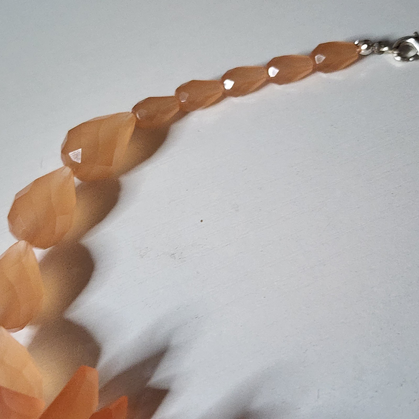 Signed mark. Orange Faux Crystals Necklace Estate Statement Beads