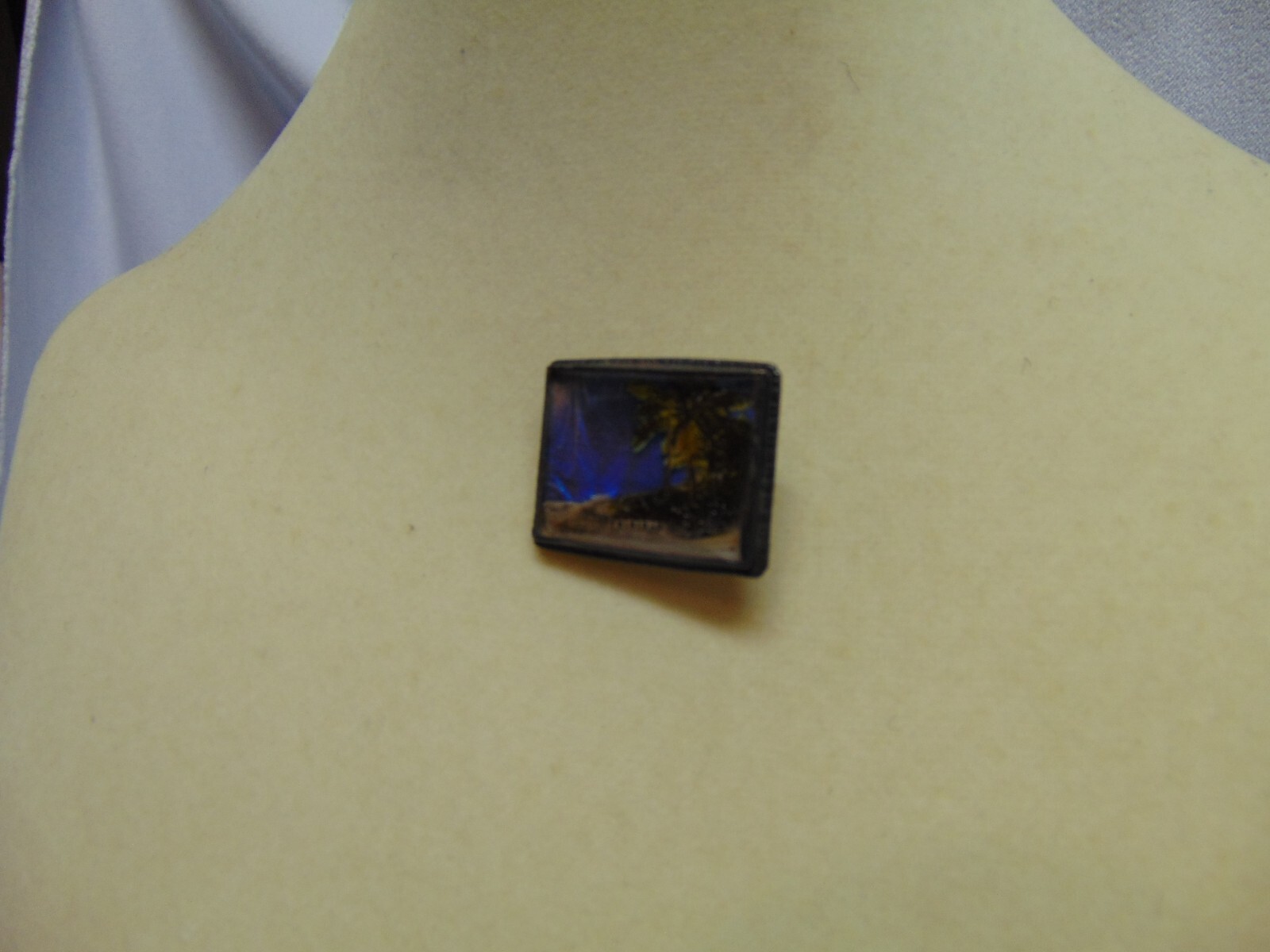 Art Deco Jewelry Brooch Vintage sterling Pin Trinidad beach blue enamel England