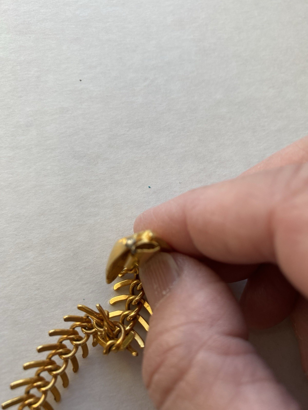 Vtg MDM Maison De Mode Fish Bone FishHead Necklace Gold Tone 16” Mermaidcore