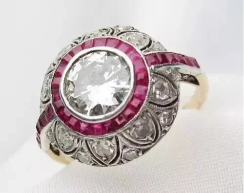 2Ct Art Deco Style Round Cut Lab Created Diamond 14K Yellow Gold FN Wedding Ring