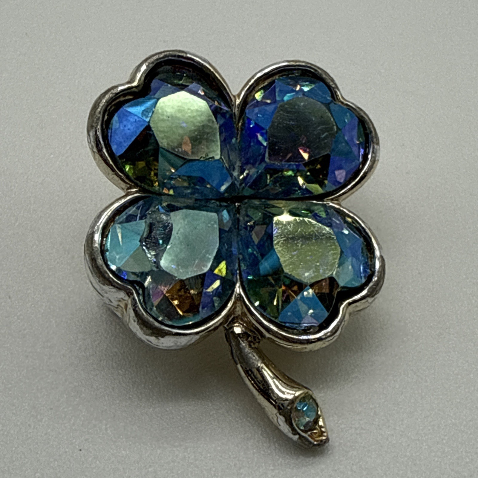 Estate Vintage Signed WEISS Clear Rhinestone Floral Brooch USA Seller