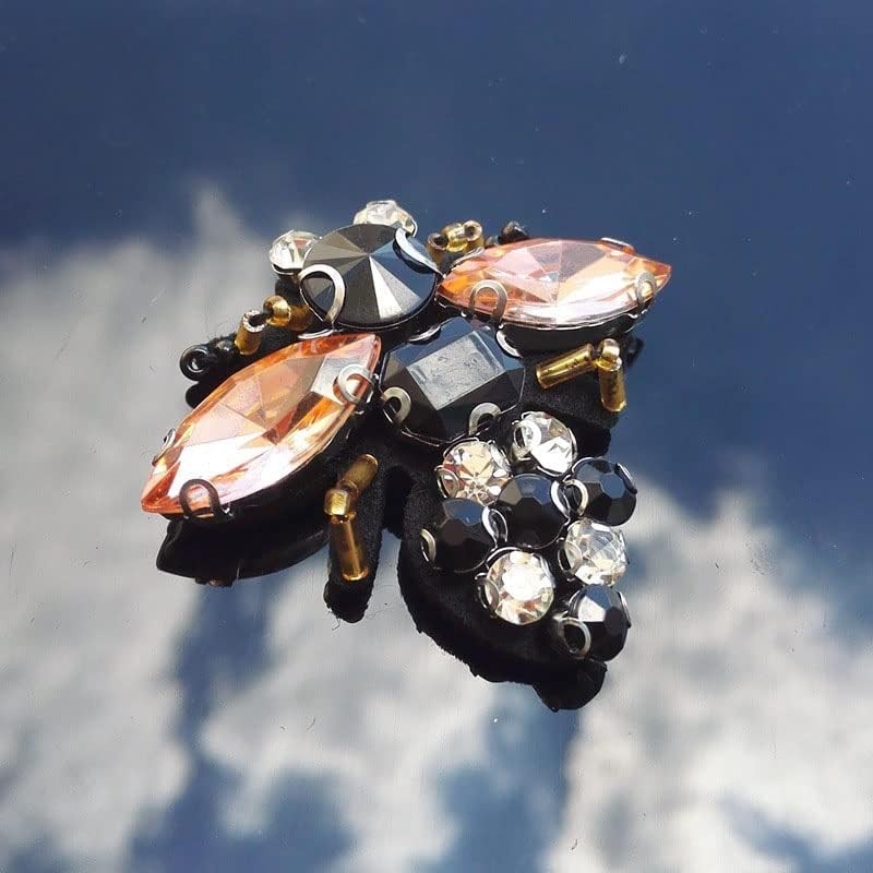 4Pcs Bees Sequins Rhinestones Bead Brooch Patches Applique Vintage Embroidered F