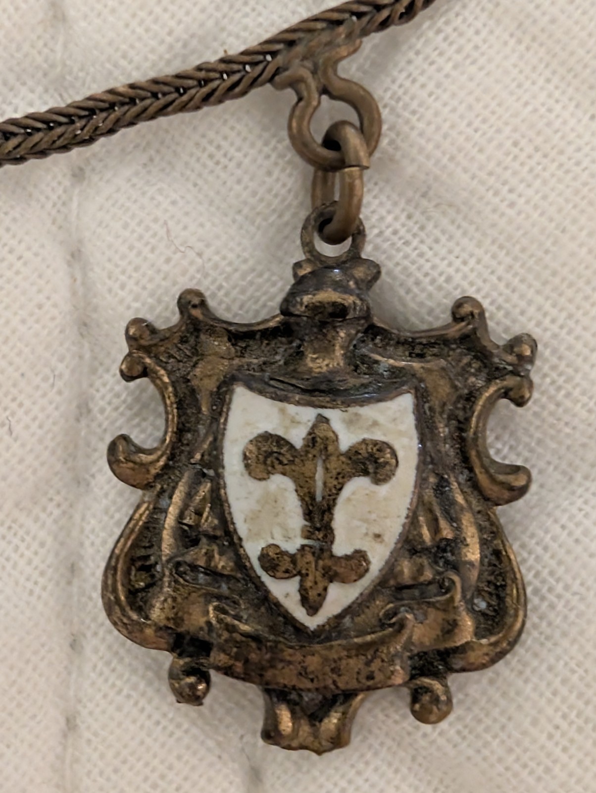 1950s 60s Antique Collar Chain with Heraldic Charms