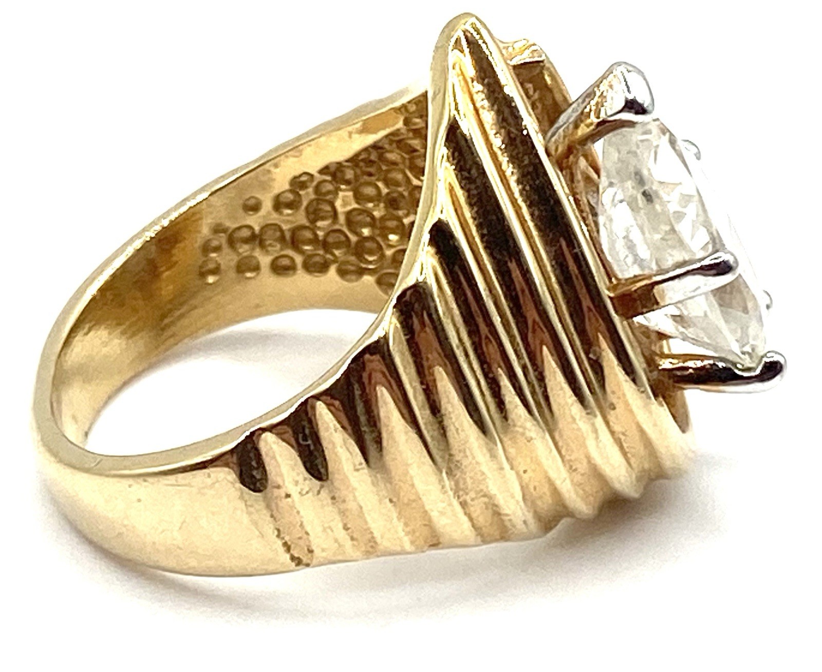 Vintage 18K Gold plated CZ Pear Brilliant Ladies Cocktail Ring Size 6.5