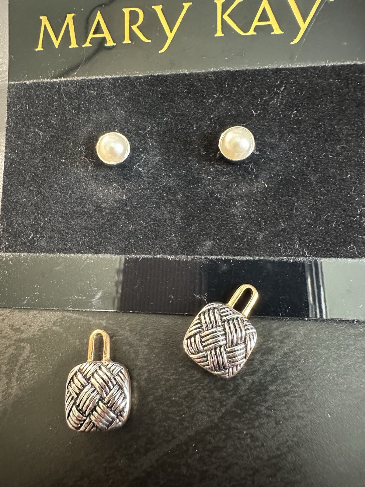 Vintage Mary Kay Gold & Silver Pierced Fashion Earrings