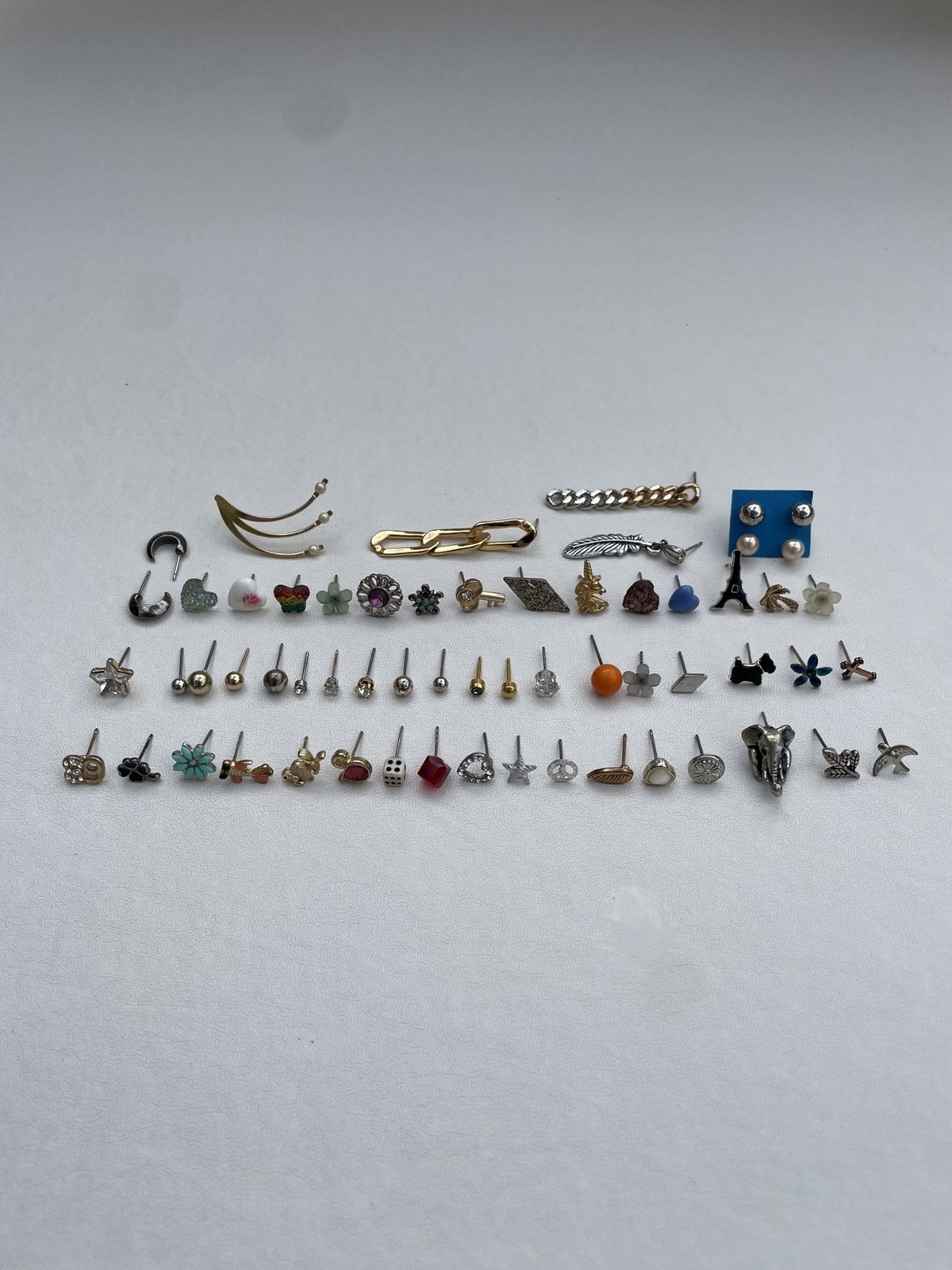 SINGLE Pierced Stud Earring Lot Craft Jewelry Art Metal Glass Acrylic 60 Earring