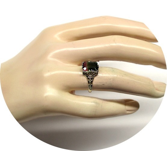 Pretty TOURMALINE Ring, Natural Bi-Color, Red Green – 14k White Gold Filigree