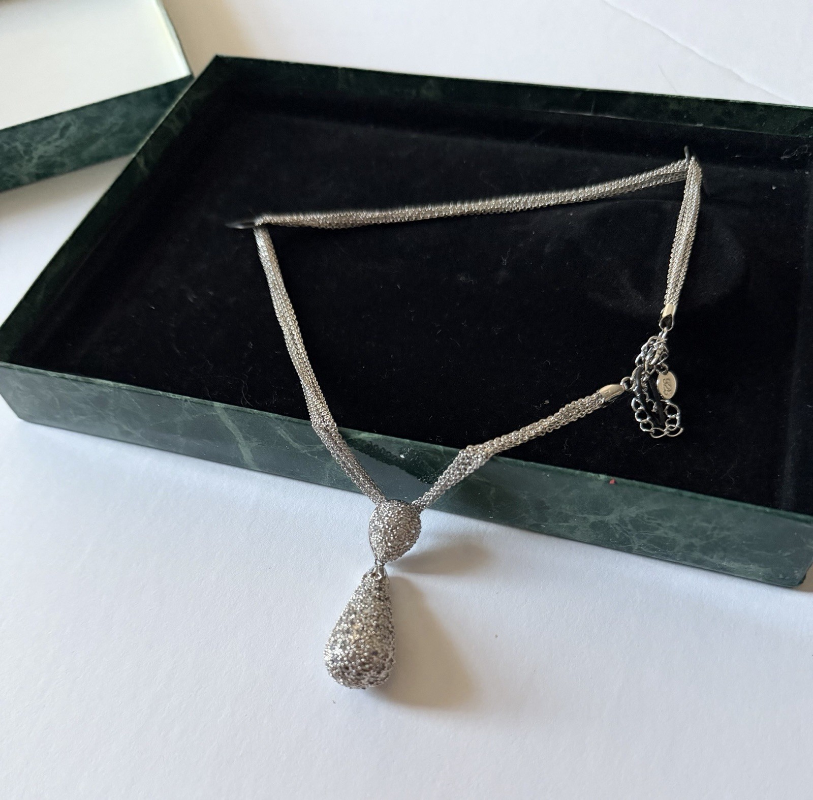 Suzanne Somers 2002 HSN Sterling Silver Multi-strand Clr CZ Large Drop Pendant