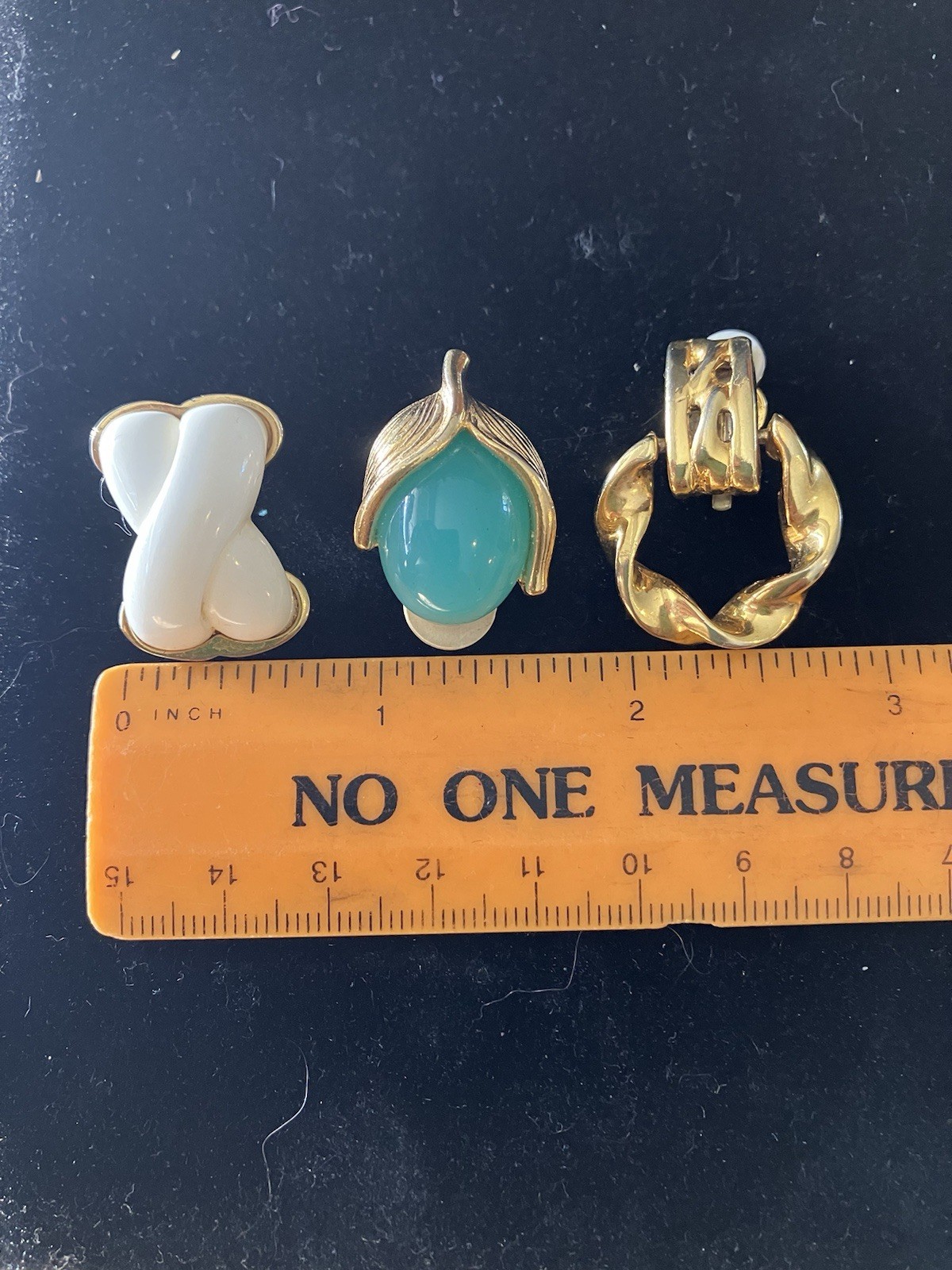 3 Pr Vtg Givenchy Clip On Earrings Chunky Doorknockers Cabochon X’s Signed
