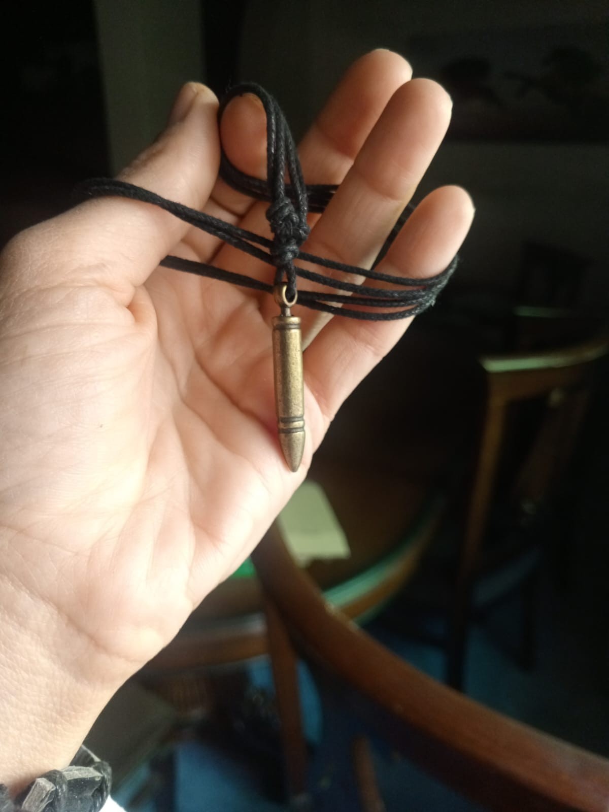 Vintage Bullet Necklace Brass Ammo Pendant Military Survivor Cord Chain