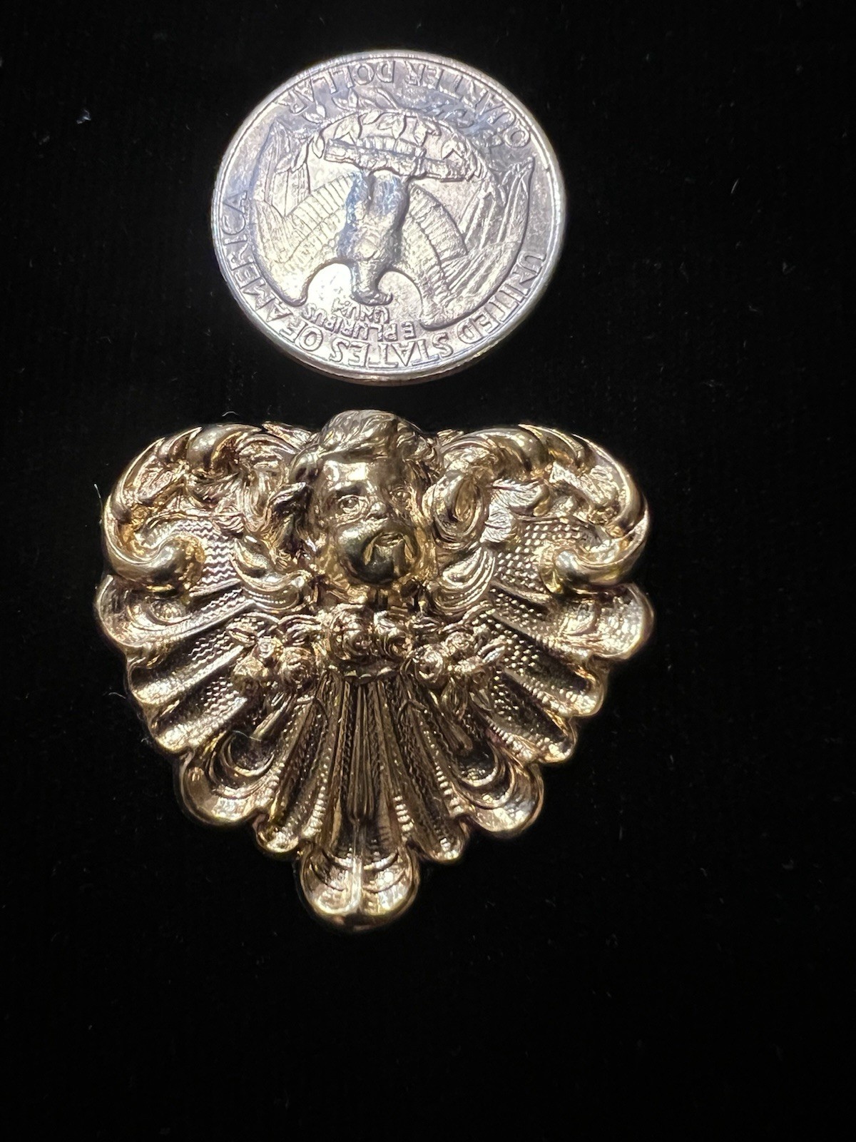 Vintage Cherub 22K Gold Plated Brass Stamping for Jewelry Making/Decoration NOS