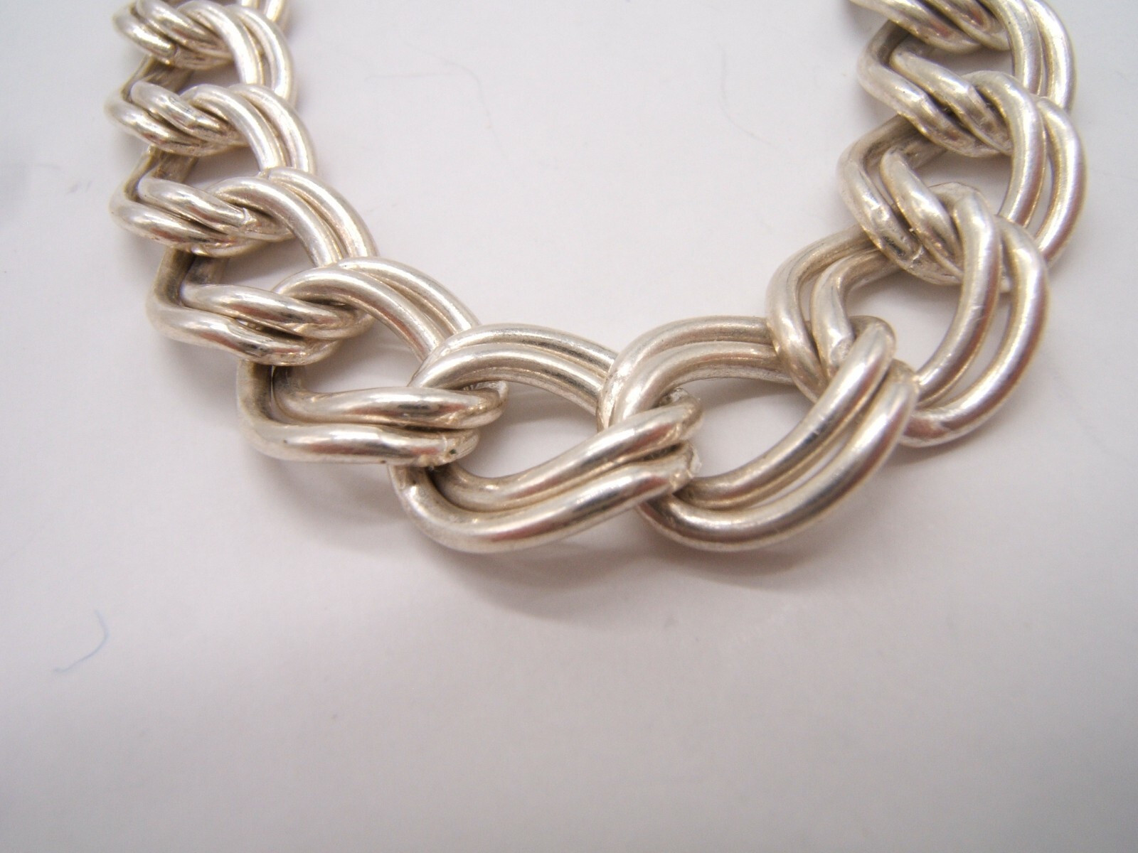 STERLING SILVER DOUBLE LINK CHARM BRACELET ITALY SIGNED AGI 7”
