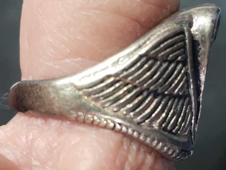 G & S Double Snake Skull Silver Toned Metal Biker Ring Vintage Jewelry No 14