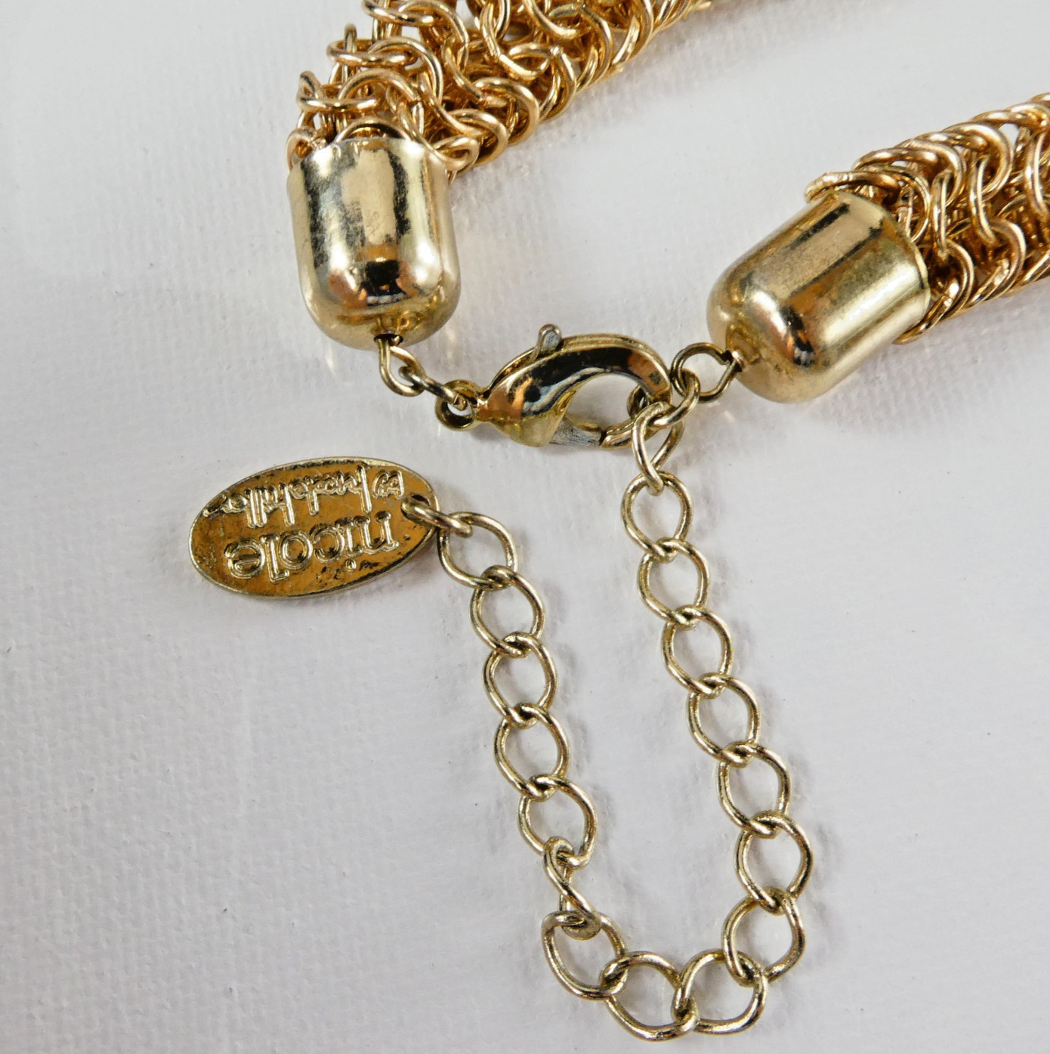 Nicole Miller Chainmail Necklace Gold Tone Thick 21″ Length
