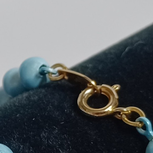 Robin Egg Blue Beaded Necklace 6mm Single Strand 30 inch