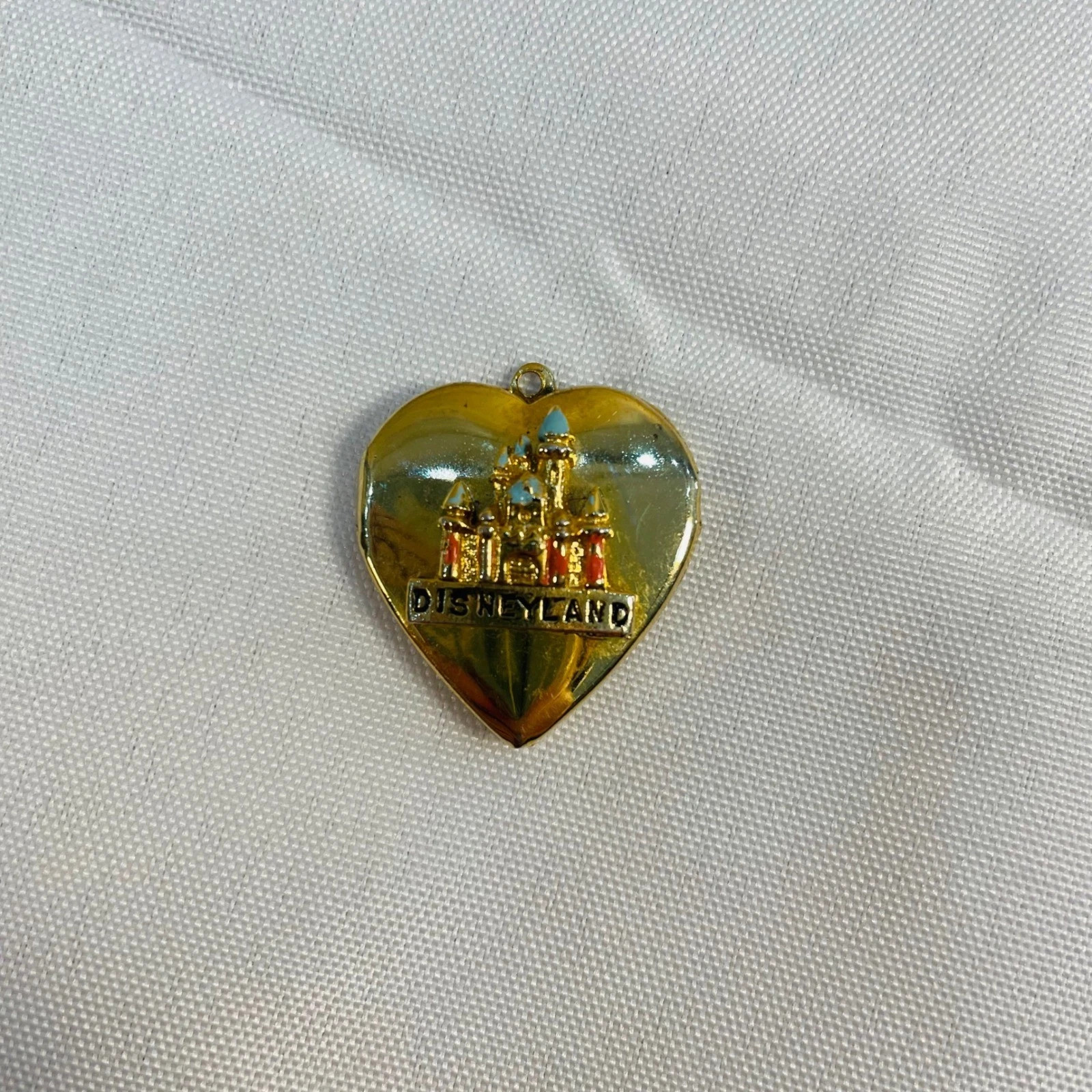 Vintage Disneyland Sleeping Beauty Castle Heart Locket Gold Tone Pendant