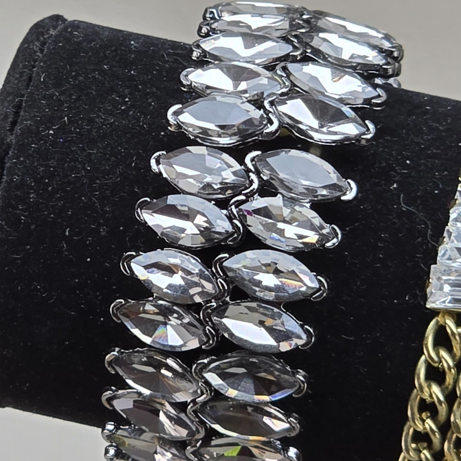 5 Fashion Bracelet Lot Rhinestone Cuff Link Chain Statement Bracelets Silver Gol