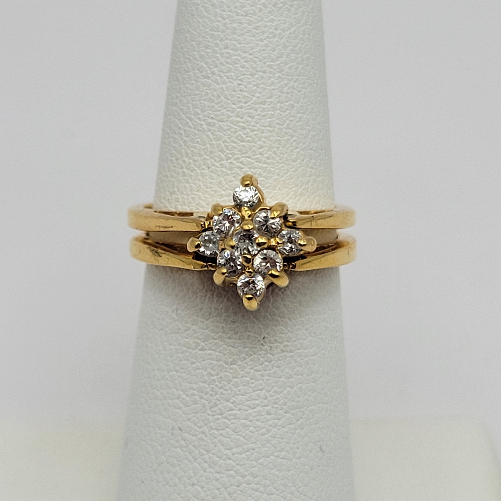 Vintage Lind 14k HGE Synthetic Garnet White Stone Reversible Flip Ring ~ Size 6