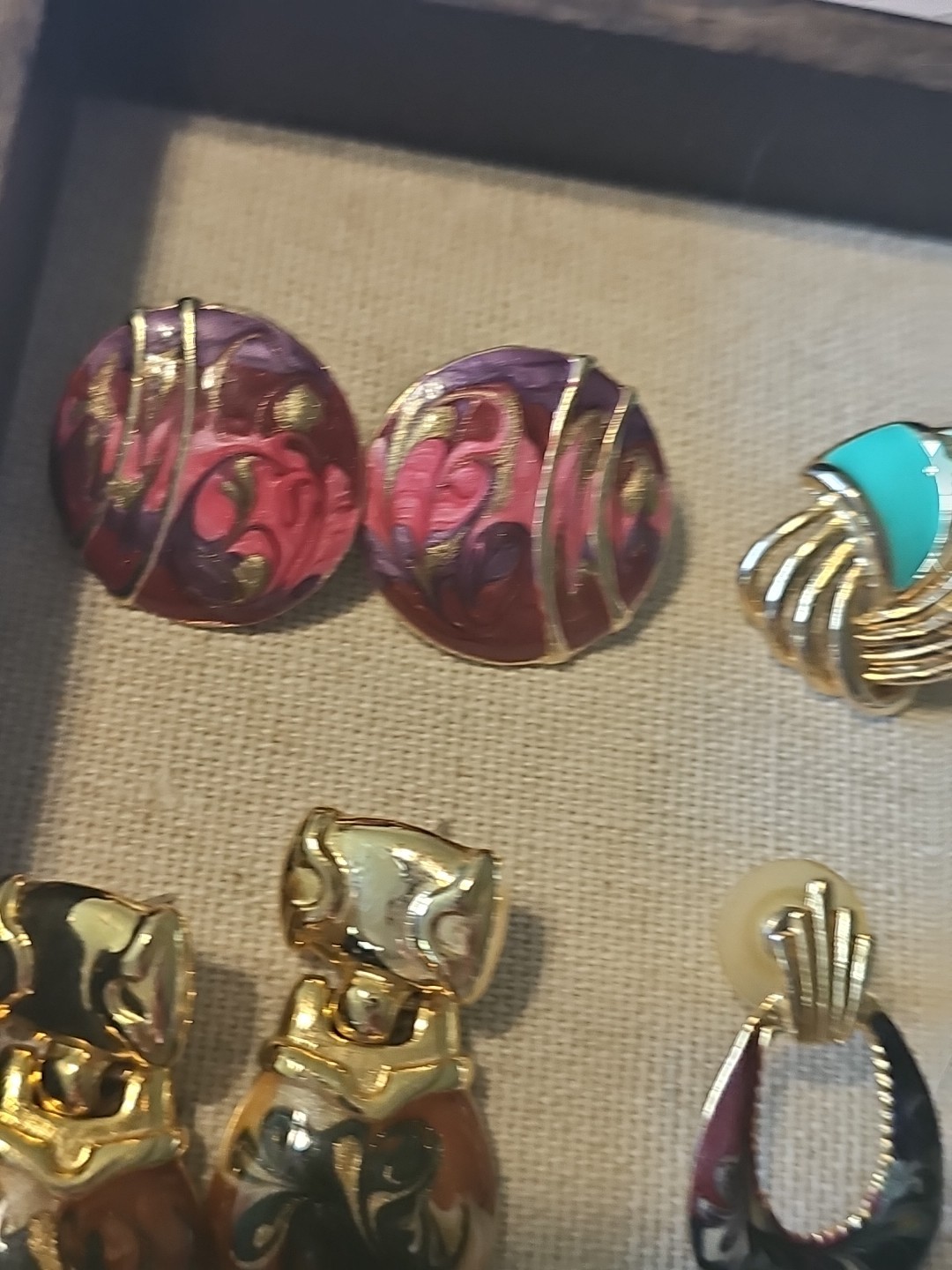 Retro Bright Enamel Post Earring 10 Pair Lot