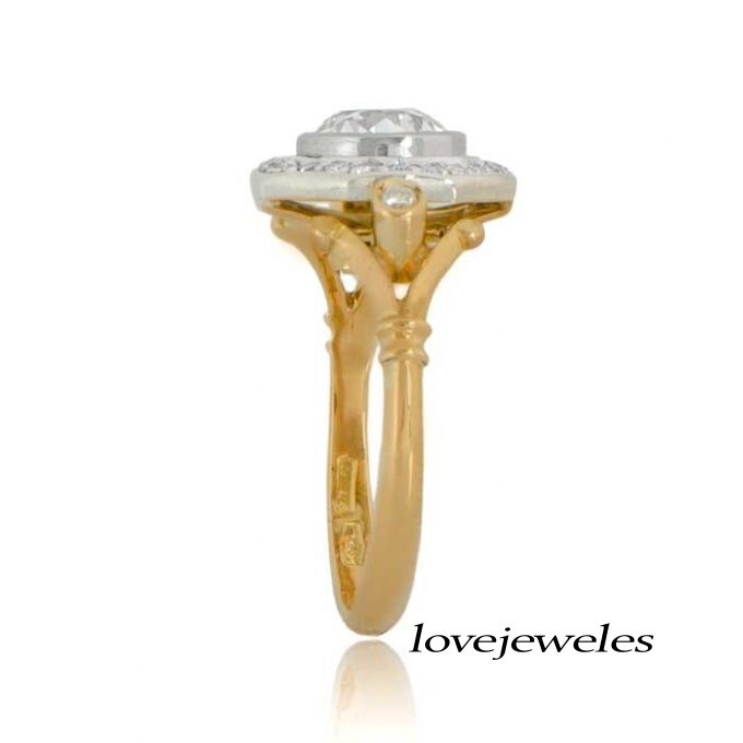 2.91CT Round Lab-Created Diamond Vintage Halo Engagement Ring 14K 2-Tone Gold FN