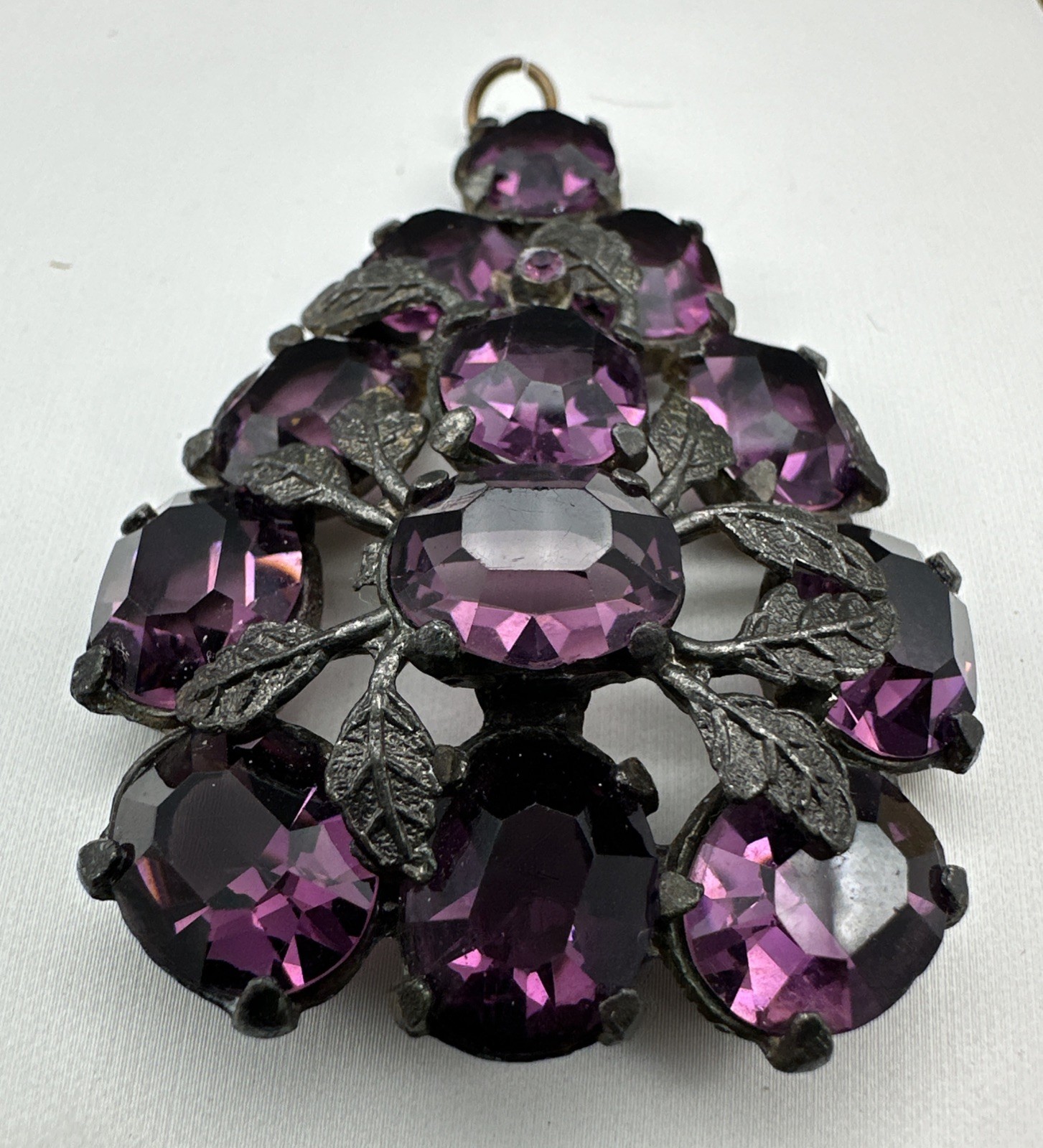 Vintage Purple Czech BohemianOpen Back Rhinestone Pendant 2.5”, Stunning!