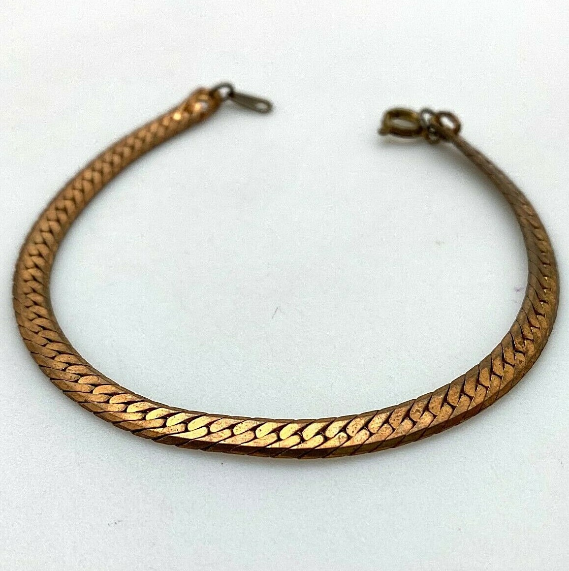 Vintage Brass Plated Snake Chain Bracelet (7.8 Inches) (FC44)