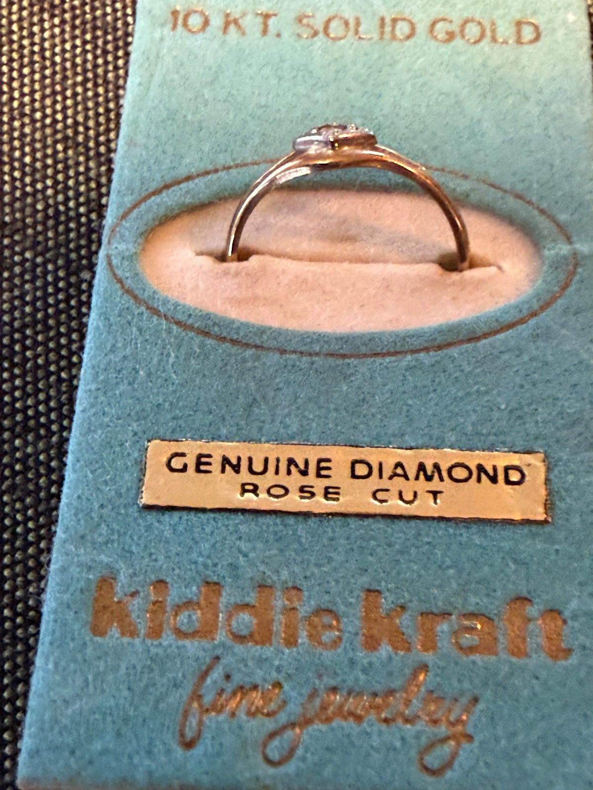 Antique Kidde Kraft Solid 10KT Size 3 Ring Rose Cut Diamond NOS NOI 0.6 grams